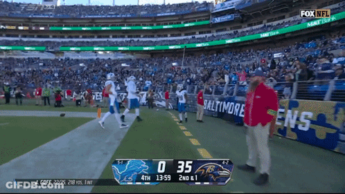 A Fox Nfl Broadcast Of A Football Game Between The Baltimore Ravens And The Detroit Lions GIF