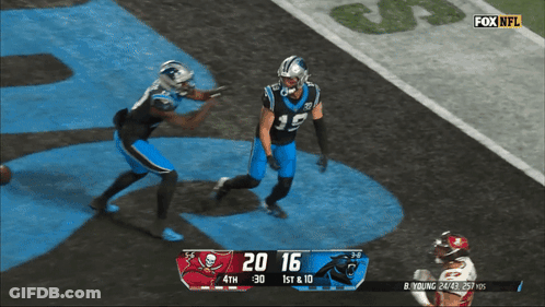 A Fox NFL Broadcast Of A Football Game Between The Panthers And The Buccaneers GIF
