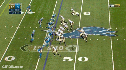 A Fox NFL Broadcast Of A Football Game Between The Saints And The Detroit Lions GIF