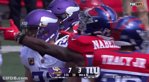 A Fox Nfl Broadcast Of A Football Game Between The Vikings And The Bills GIF