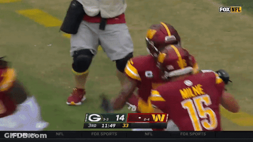 A Fox Sports Broadcast Of A Football Game Between The Green Bay Packers And The Washington Redskins GIF