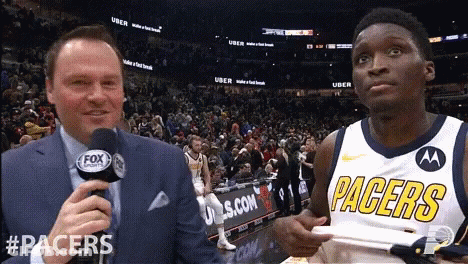 A Fox Sports Reporter Interviews A Pacers Basketball Player GIF