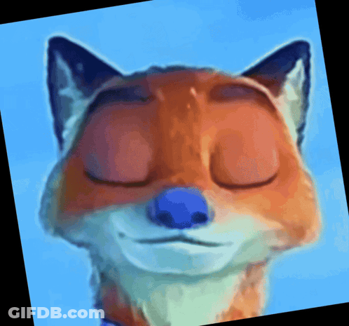 A Fox With Its Eyes Closed And A Blue Nose GIF