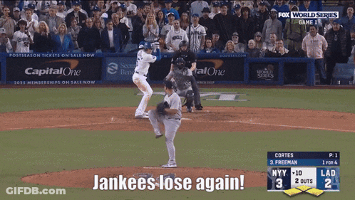 A Fox World Series Game Between The Yankees And The Dodgers GIF