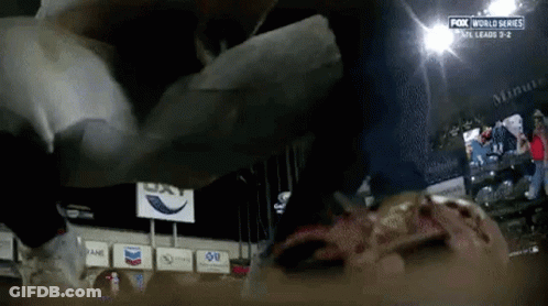 A Fox World Series Game Is Being Played In A Stadium At Night . GIF