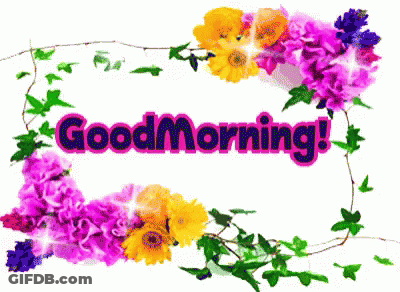 A Frame Of Flowers With The Words " Good Morning " On It GIF
