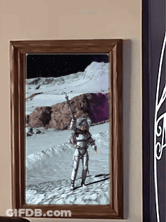 A Framed Picture Of A Man On The Moon GIF