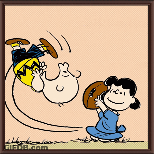 A Framed Picture Of Charlie Brown And Lucy Brown With The Words Goodnight Football Peepz Above Them GIF