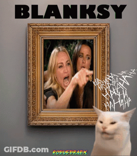 A Framed Picture Of Two Women With The Word Blanksy On The Top GIF