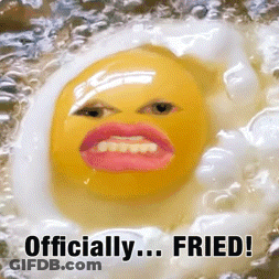 A Fried Egg With A Smiley Face And The Words Officially Fried GIF