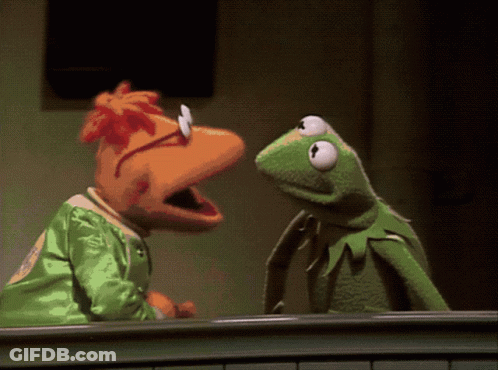 A Frog And A Chicken Are Talking To Each Other GIF