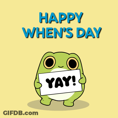 A Frog Holding A Sign That Says " Yay " GIF