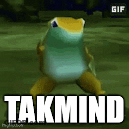 A Frog In A Video Game With The Word Takmind On It GIF