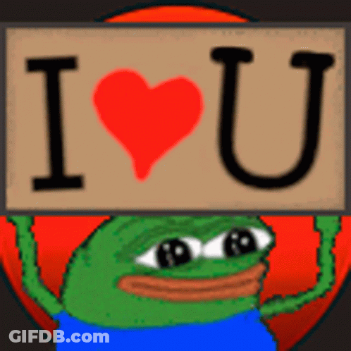 A Frog Is Holding A Sign That Says I Love U GIF