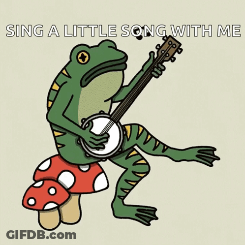 A Frog Is Playing A Banjo And Singing A Little Song GIF