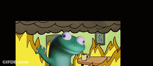 A Frog Is Sitting At A Table With A Cup Of Coffee On It GIF