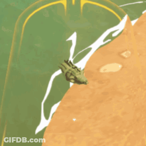 A Frog Is Sitting On A Rock Near A River GIF