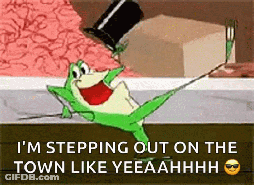 A Frog Is Stepping Out On The Town Like Yeeaahhh GIF