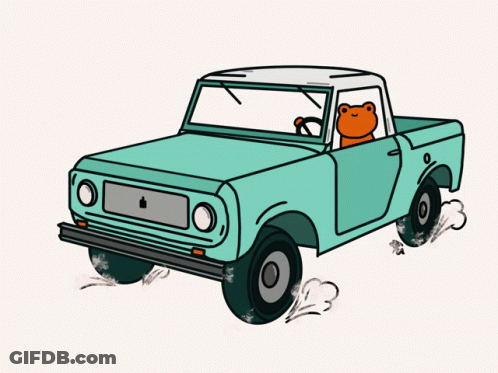 A Frog Sits In The Back Of A Green Truck GIF