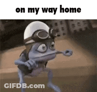 A Frog Wearing A Helmet And Goggles Is Holding A Pipe And Dancing . GIF