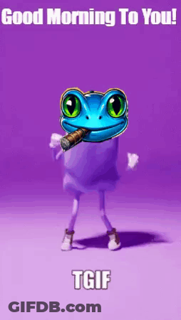 A Frog With A Cigar In Its Mouth Says Good Morning To You Tgif GIF