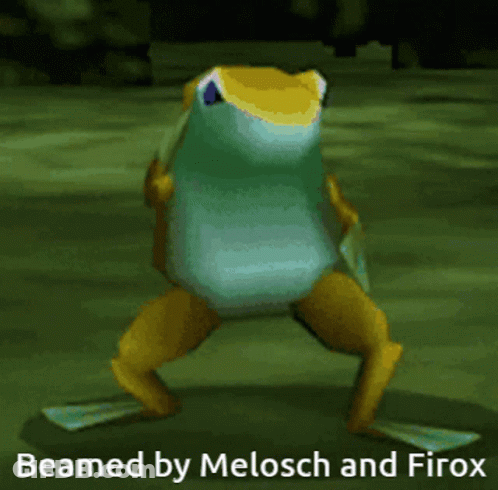 A Frog With The Words Beamed By Melosch And Firox Below It GIF