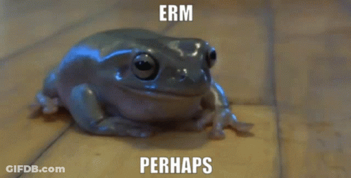 A Frog With The Words Erm Perhaps Written On Its Face GIF