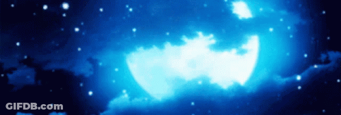 A Full Moon In A Dark Blue Sky With Stars GIF