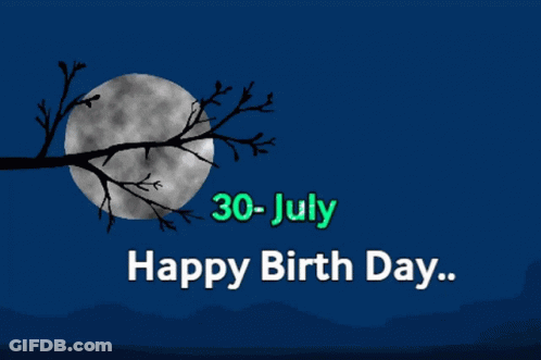 A Full Moon Is Behind A Tree Branch With The Words Happy Birth Day GIF