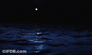 A Full Moon Is Reflected In The Dark Waters Of The Ocean GIF