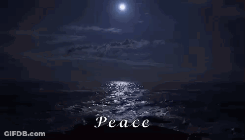 A Full Moon Shines Over The Ocean At Night GIF