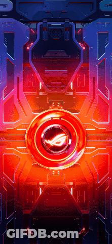 A Futuristic Background With A Red Circle With The Letters Gp On It GIF