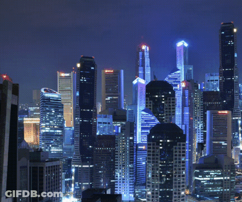 A Futuristic City Skyline With The Word Future Written On The Top GIF