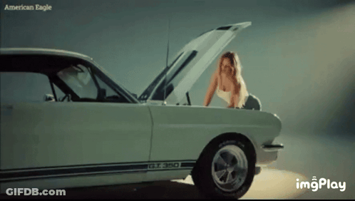 A G.t.350 Mustang With The Hood Open GIF