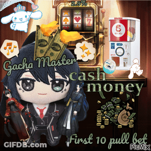 A Gacha Master Cash Money First 10 Pull Bet Advertisement GIF