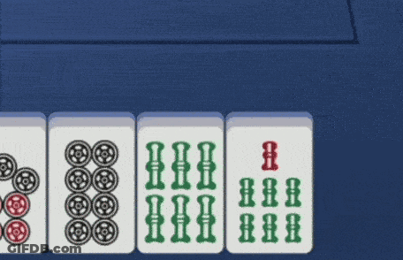 A Game Of Mahjong Is Being Played On A Blue Background GIF