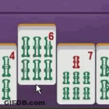 A Game Of Mahjong Is Being Played On A Purple Table With A Mouse . GIF