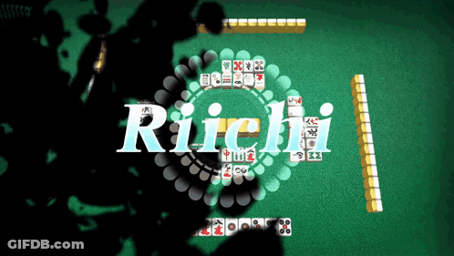 A Game Of Mahjong With The Word Richi In White Letters GIF