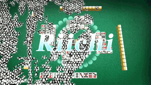 A Game Of Mahjong With The Word Richi Written In Blue GIF