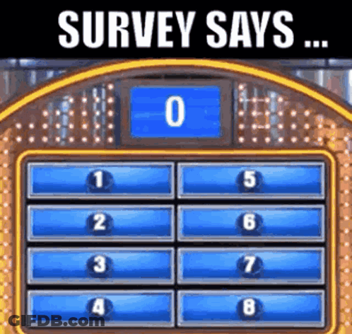 A Game Show With A Screen That Says Survey Says 0 GIF