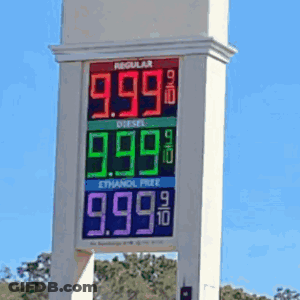 A Gas Station Sign Shows The Price Of Regular Diesel And Ethanol Free Gas GIF