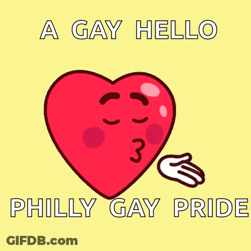 A Gay Hello Philly Gay Pride Sign With A Heart GIF