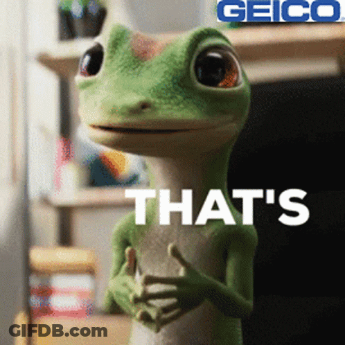 A Geico Ad With A Lizard That Says " That 'S " GIF