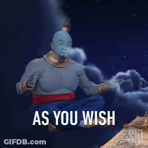 A Genie With The Words As You Wish On The Bottom GIF