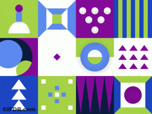 A Geometric Pattern With Circles Triangles And Squares GIF
