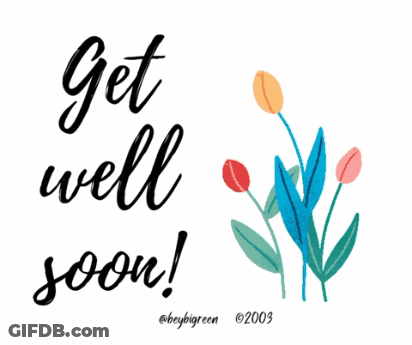 A Get Well Soon Card With Flowers And Leaves GIF