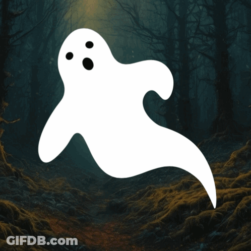 A Ghost Is Floating In Front Of A Red Sign That Says 300 GIF