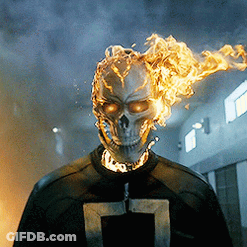 A Ghost Rider With A Skull On His Head GIF