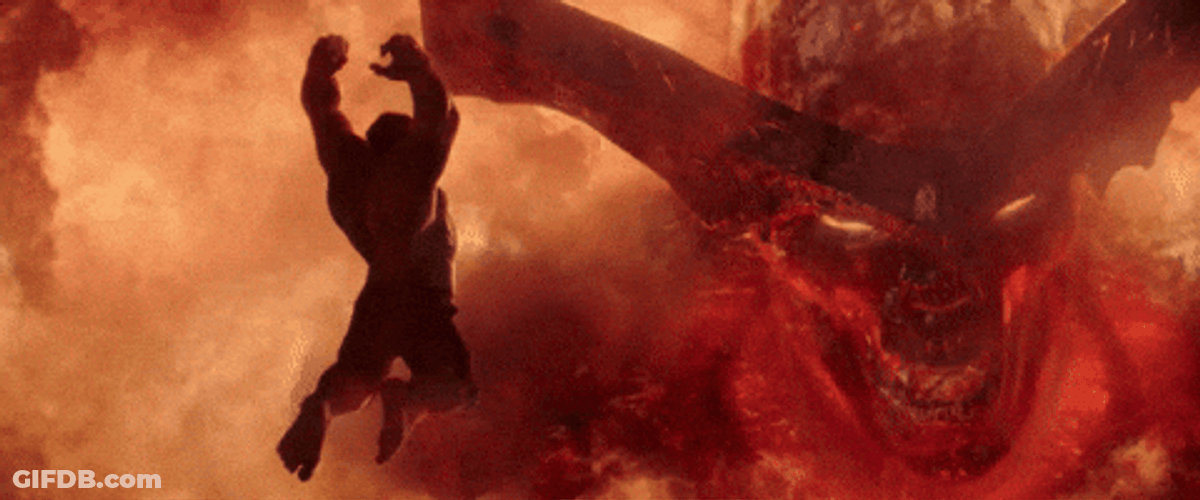 A Giant Devil Fighting Demon Slayer GIF