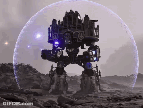 A Giant Robot Is Surrounded By A Clear Dome GIF
